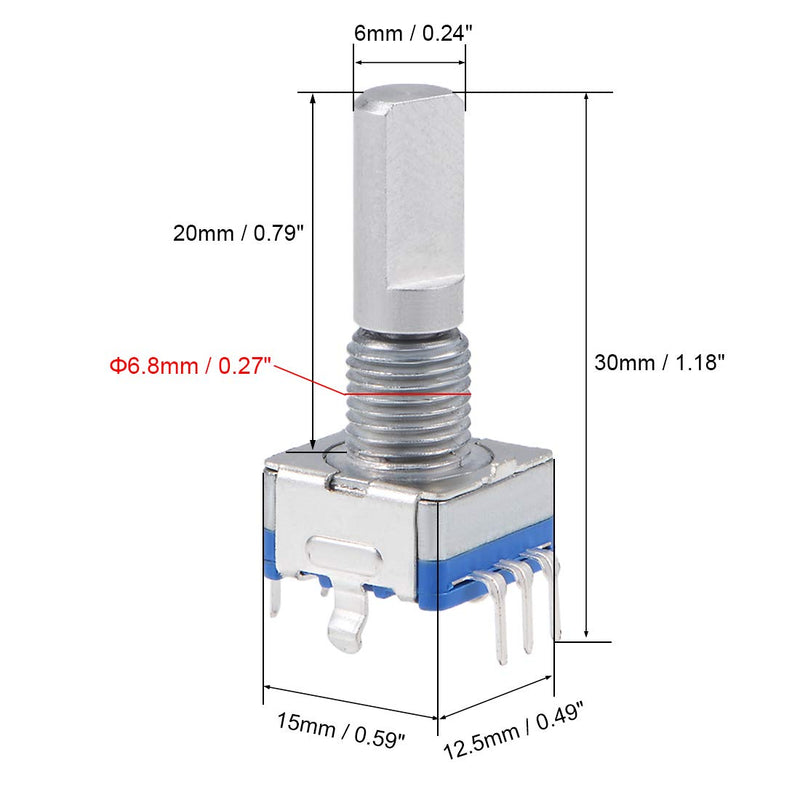 sourcing map 10pcs. 360 degree rotary encoder code switch digital EC11 7 pins 20mm D-shaft
