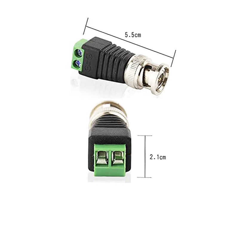 BNC Male and Female Plug Screw Terminal Connector, BNC to Cat5e Adapter Male Connectors and Solderless Female Video Balun Connector, for CCTV Surveillance Camera Terminal Plug - (10 Pcs) BNC screw male and female plug