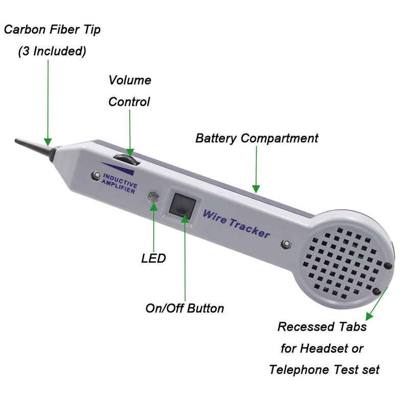 Tone Generator Kit, Wire Tracer Circuit Tester, Tone Tracing Probe Kit, 200EP High Accuracy Cable Tester, Line Finder Toner Inductive Amplifier Variable Tone Generator for Network Cable Collation