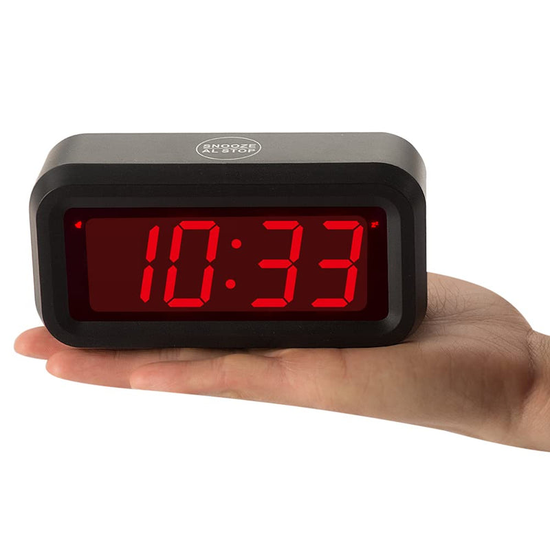 Timegyro Small Wall /Shelf /Desk Digital Clock Only Battery Operated with 1.2" Large Display. 4pcs Batteries Can Keep The Time Display Day and Night for More Than One Year (Black)