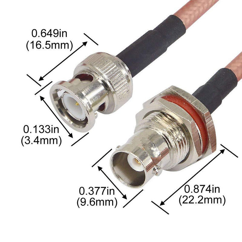 Boobrie BNC Connector Cable RF Coaxial Adapter Extension Cable BNC Male to BNC Female Bulkhead Cable 78.7 Inch Low Loss RG142 Cable BNC Adapter Cable Male to Female Coax Cable for CCTV Antenna etc 2M