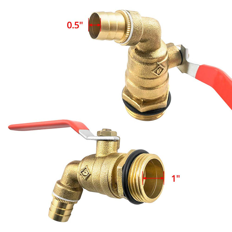 QWORK 3/4" Drum Faucet Brass Barrel Faucet with EPDM Gasket for 55 Gallon Drum 1 Pack