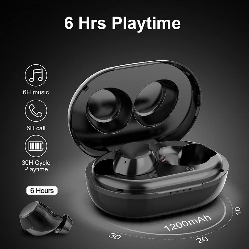 Wireless Earbuds, Mini Bluetooth Wireless Headphones with Mic Bluetooth 5.0 Earbuds with LED Display, Charging Case, Smart Touch Control, 30H Playtime, IP7 Waterproof Bluetooth Headset for Sports/Work