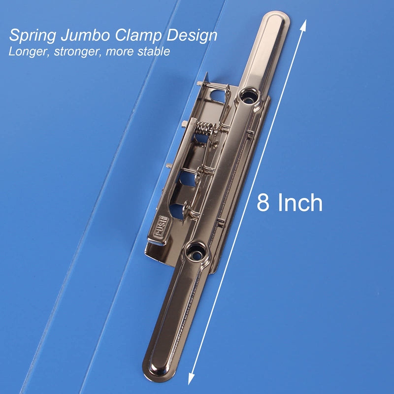 2 Pack 11 x 17 Plastic Punchless Binder, Single Clip File Folder Report Cover 17 x 11 Portfolio Clipboard with Jumbo Clamp 0.9 Inch Capacity 11 x 17 Clipboard Portfolio, Blue, Padfolio with Clipboard 11x 17 Size Blue-2 Pack