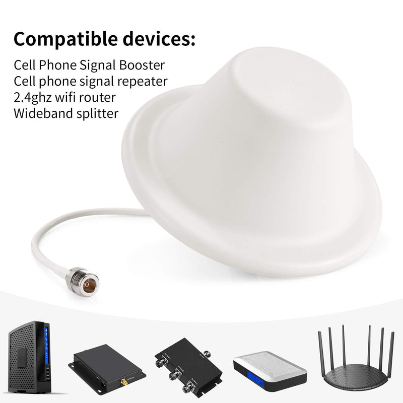 Dome Ceiling Antenna, XRDS-RF Omni-Directional Indoor Antenna 3G/4G/GSM/LTE High Performance Wide Band Antenna with N-Female Connector for Cell Phone Signal Booster Router Gateway (698 to 2700 MHz)