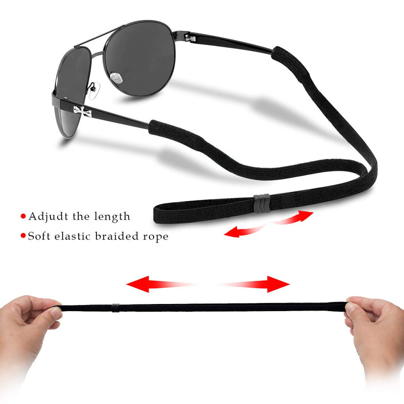 Glasses Strap- Sports Glasses Holder (Pack of 6) Unisex Sunglass Strap ,Soft Comfortable Eye Glasses String Strap for Men Women 6 Pack（black）
