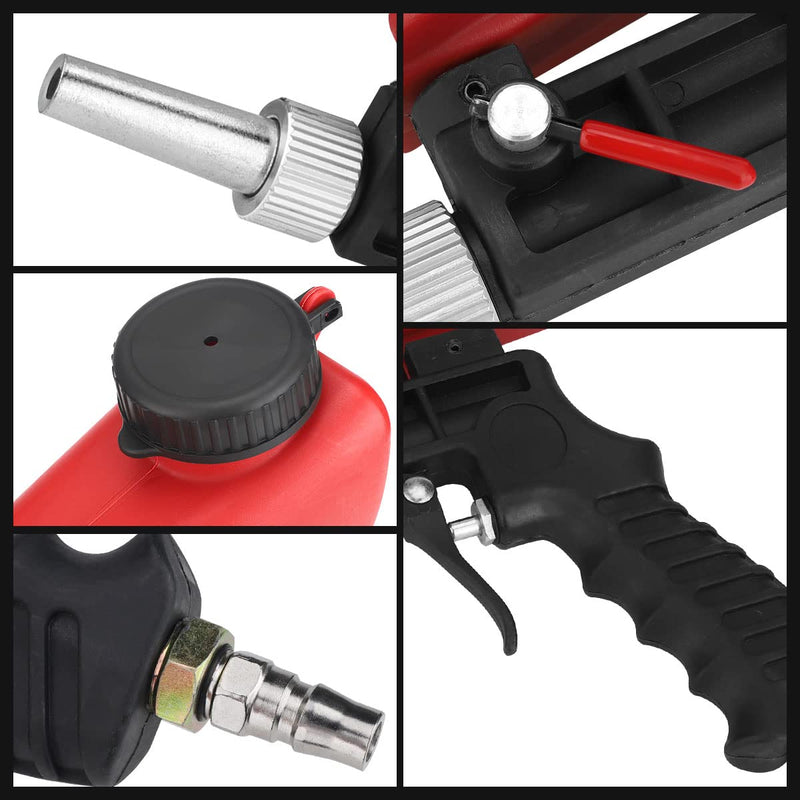 Pneumatic Sandblaster Portable Handheld Small Sandblasting Machine Multifunctional Sandblasting Gun Pneumatic Sandblasting Gun for Remove Paint Stains Rust Clean Surfaces (Red) Red