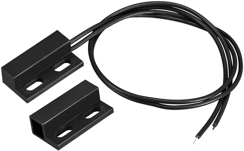 Guuzi 3pcs Wired Surface Mount Door Sensor, Magnetic Reed Switch Black, Normally Closed Magnetic Switch