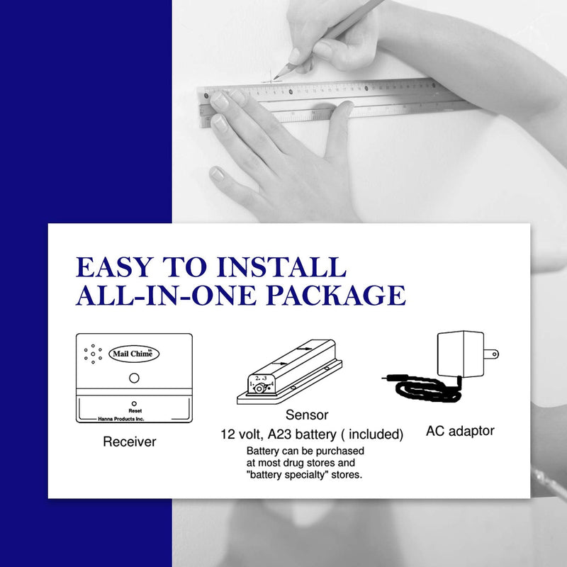 Mail Chime Mailbox Notification System – Mailbox Signal With Wireless Transmitter & Audible Arrival Alert Receiver With Bright LED Light
