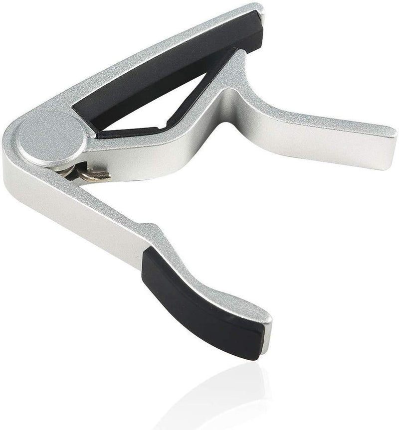 WINGO Quick-Change capo for 6 String Steel Acoustic and Electric Guitars with 5 Picks for Free,Silver Silver