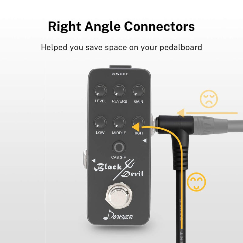 Donner 6 Inch Guitar Patch Cable Guitar Effect Pedal Cables Black 6 Pack
