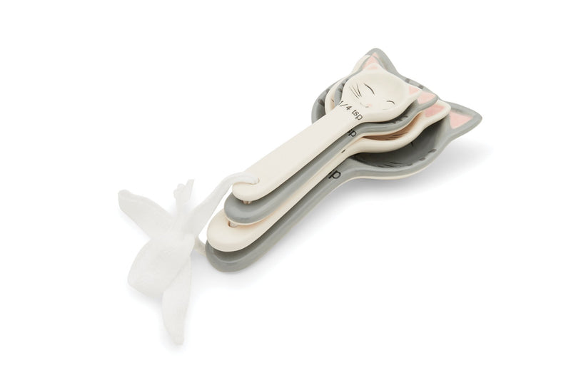 Fox Run Cute Cat Little Kittens Ceramic Measuring Spoon Set, 6 x 3 x 2.25 inches, Multicolored,11717