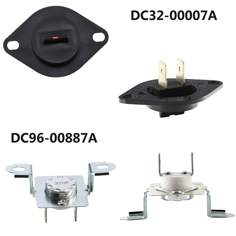 Dryer Heating Element DC47-00019A, DC96-00887A and DC47-00016A Thermal Fuse, DC32-00007A Dryer Thermistor, Thermostat DC47-00018A Repair Kit Compatible With Samsung, Figure 6 is Fit Models