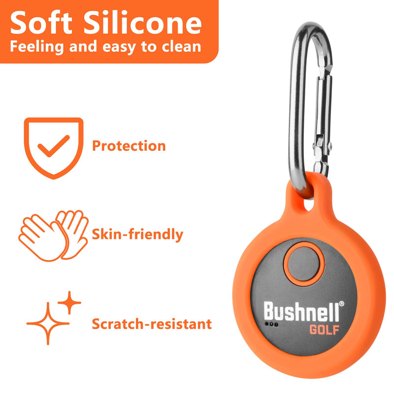 Xxerciz Protective Case for Bushnell Wingman GPS Speaker Remote Button Cover Holder with Carabiner, Lightweight Silicone Replacement Protective Cover Orange-Silicone