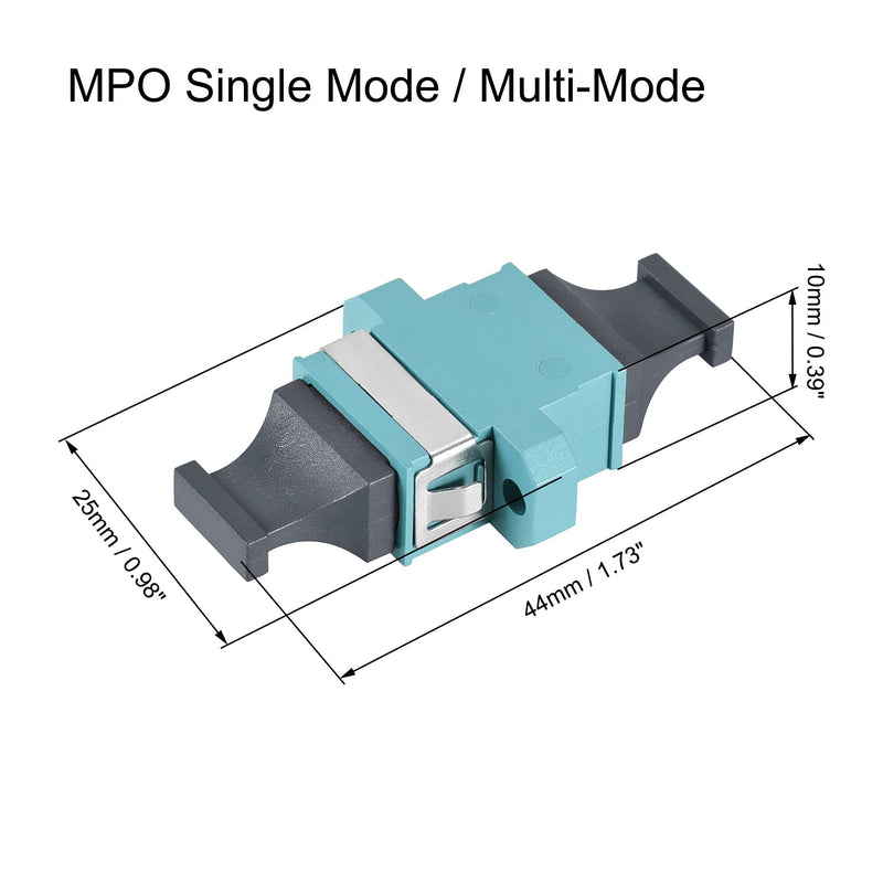 uxcell SM/MM MPO Fiber Optic Connector, Low Loss Quick Optical Adapter for OM3 MPO/MTP UP-Down Mount Sky Blue 44x25x10mm