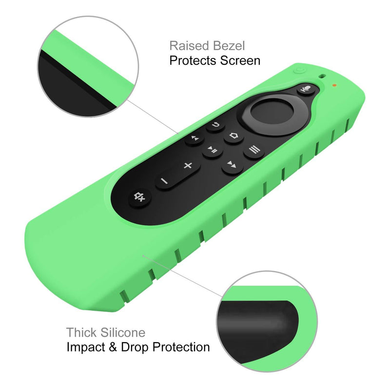 CaseBot Remote Case for Fire TV Stick 4K Max/Fire TV Stick (2nd and Later) / Fire TV Stick Lite/Fire TV Cube - Anti-Slip Silicone Cover for Alexa Voice Remote (2nd Gen and 3rd Gen), Green-Glow Green Glow in the Dark