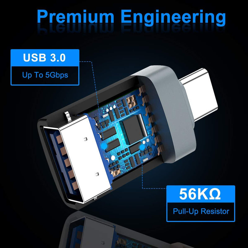 USB C Male to USB 3.0 Female Adapter 3-Pack,Thunderbolt 3 Type A OTG Cable Converter for MacBook Pro,iPad Air 4,S21,21,Chromebook,Microsoft Surface Go,Galaxy Note 10 20 S10 S20 Plus Ultra Z Flip Fold Black