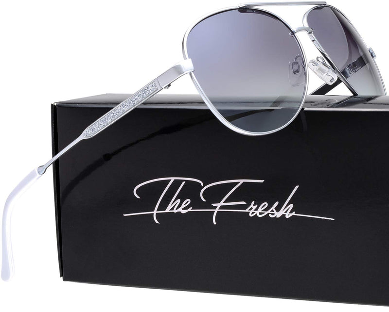 Classic Crystal Elegant Women Beauty Design Sunglasses Gift Box L165-silver Grey / Green