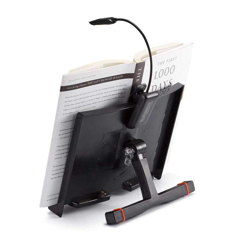 Superior Essentials Portable Book/Document Stand/Holder with Attachable and Removable Booklight