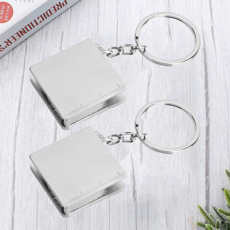 NUOBESTY 1M Tape Measure Keychain 2Pcs, Mini Steel Tape Professional TapeRetractable Tape Measure Keychain Portable Keyring Pull Ruler Measuring Tape Measure School Reward for Home Men Picture 2 3.3*3.3cm