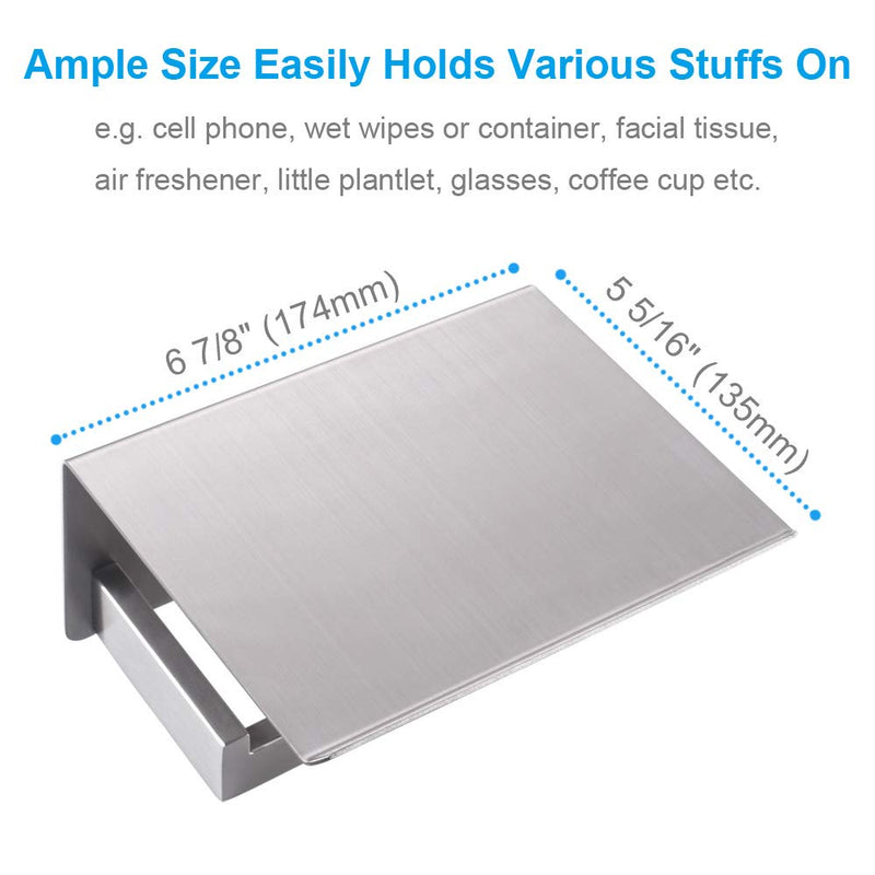 Toilet Paper Holder with Phone Shelf Brushed Nickel, APLusee Bathroom Accessories SUS 304 Stainless Steel Tissue Roll Dispenser Storage Wall Mounted