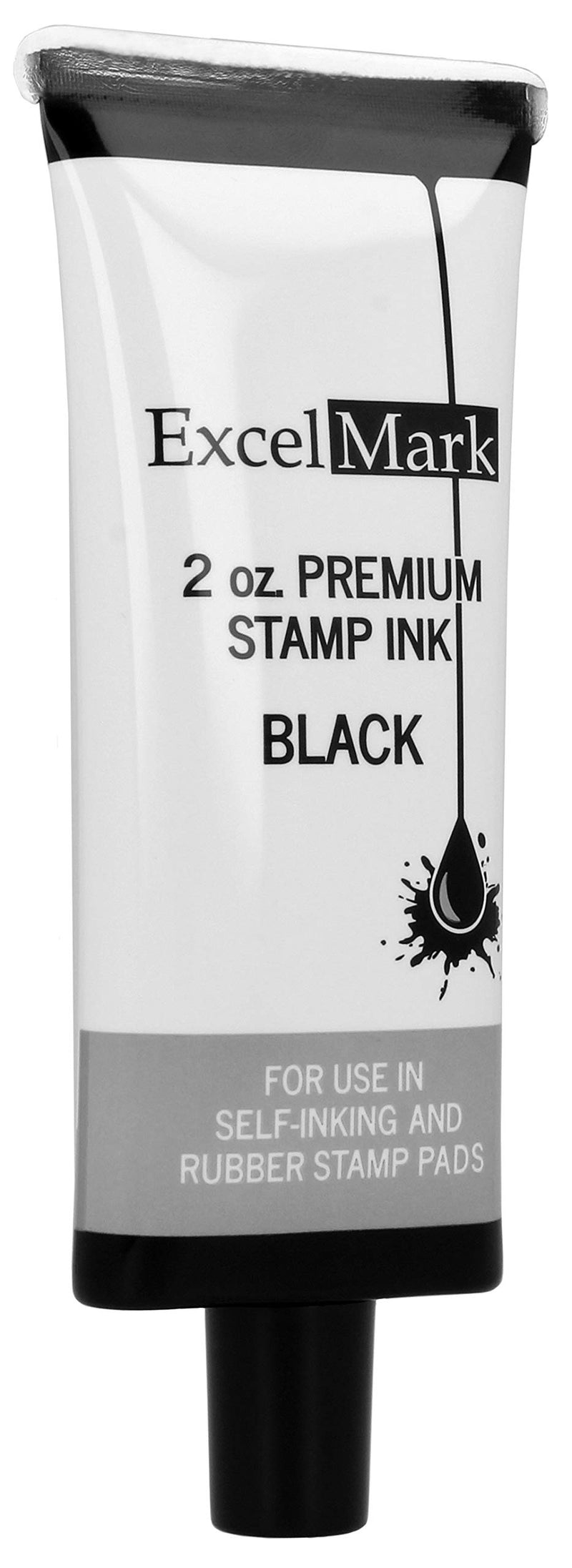 ExcelMark Premium Stamp Refill Ink, Black, 2 Ounce Bottle