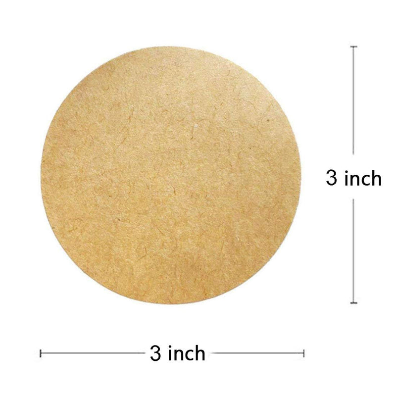 Large Size 3" Natural Circle Kraft Paper Dots Labels Large Size Round Brown Adhesive Stickers-Seal Sticker-Gift Label-Adhesive Dot-300 Labels Per Roll (3 inches 1 roll)