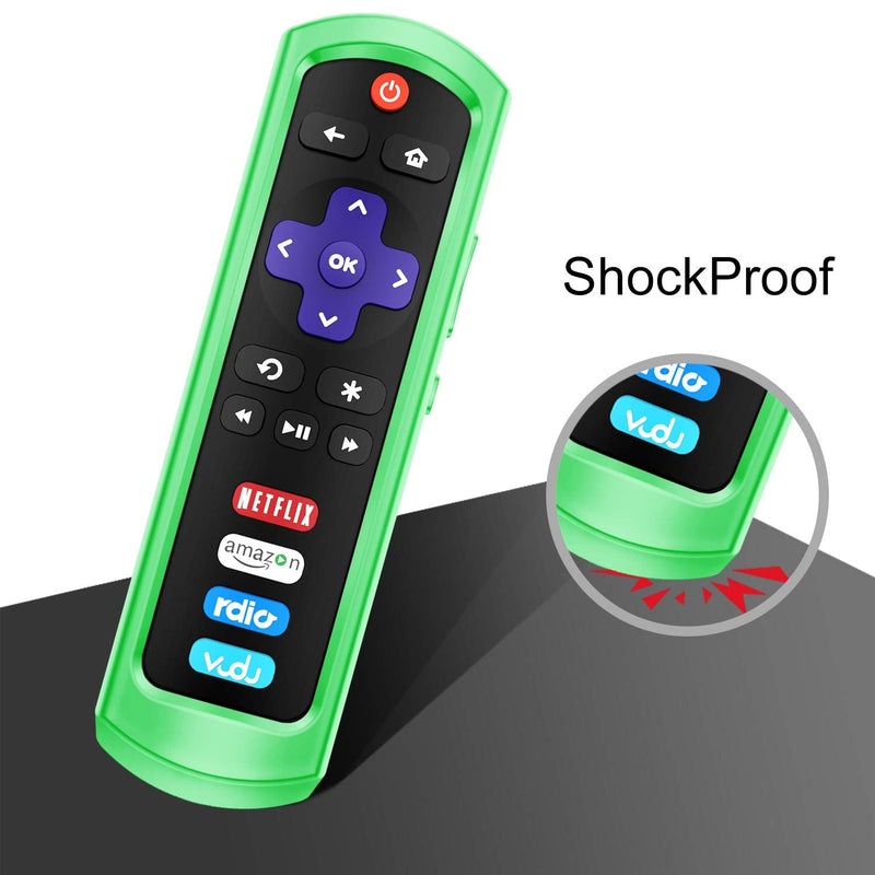 Fintie Protective Case for Roku Steaming Stick 3600R, TCL Roku TV RC280 Remote - CaseBot (Honey Comb Series) Light Weight (Anti Slip) Shock Proof Silicone Remote Controller Cover, Green Glow Steaming Stick (3600R) / TCL RC280 Z-Green Glow