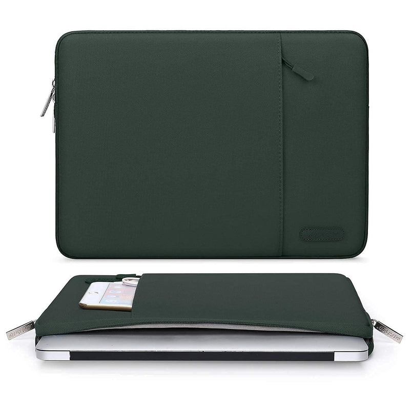 MOSISO Compatible with MacBook Air 13 inch Case 2018-2020 Rlease A2337 M1 A2179 A1932, Plastic Hard Shell Case & Vertical Sleeve Bag with Pocket & Keyboard Cover, Midnight Green