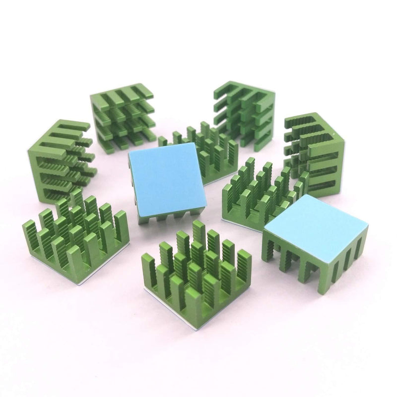 Easycargo 30pcs Raspberry Pi Heatsink Kit Aluminum + Copper + 3M 8810 Thermal Conductive Adhesive Tape for Cooling Cooler Raspberry Pi 4, 3B+, 3B, Pi 2, Pi Model B+ (Green (30pcs))