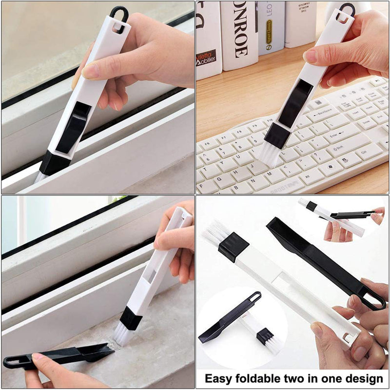 Window or Sliding Door Track Cleaning Brush, Tile Lines Brush,Window Blind Duster, 2-in-1 Windowsill Sweeper, Hand-held Groove Gap , 5 Pieces