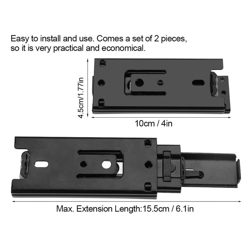 Pssopp 2PCS Drawer Slides 3 Section Heavy Duty Drawer Slides Side Mount Ball Bearing Metal Drawer Runners Rails Track for Kitchen Cupboard Wardrobe Slide Rail 4in