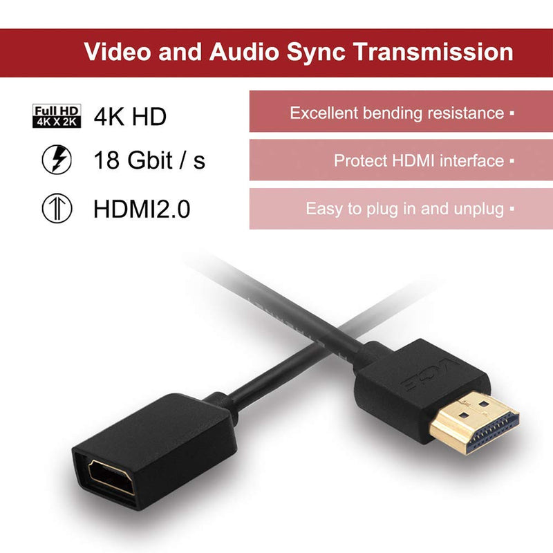 VCE 2-Pack HDMI Male to Female Swivel Adapter HDMI Extension Gold Plated Converter for Google Chrome Cast, Roku Streaming Stick