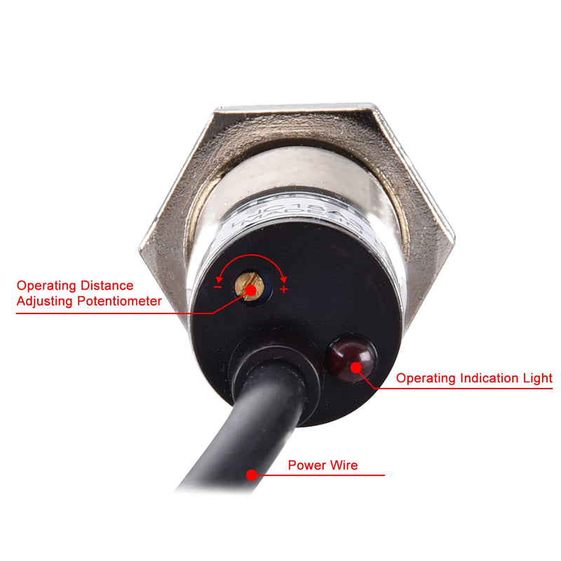 Heschen M18 Capacitive Proximity Sensor Switch Non-Shield Type LJC18A3-B-J/EZ Detection 10mm 90-250VAC 400mA Normally Open(NO) 2 Wires