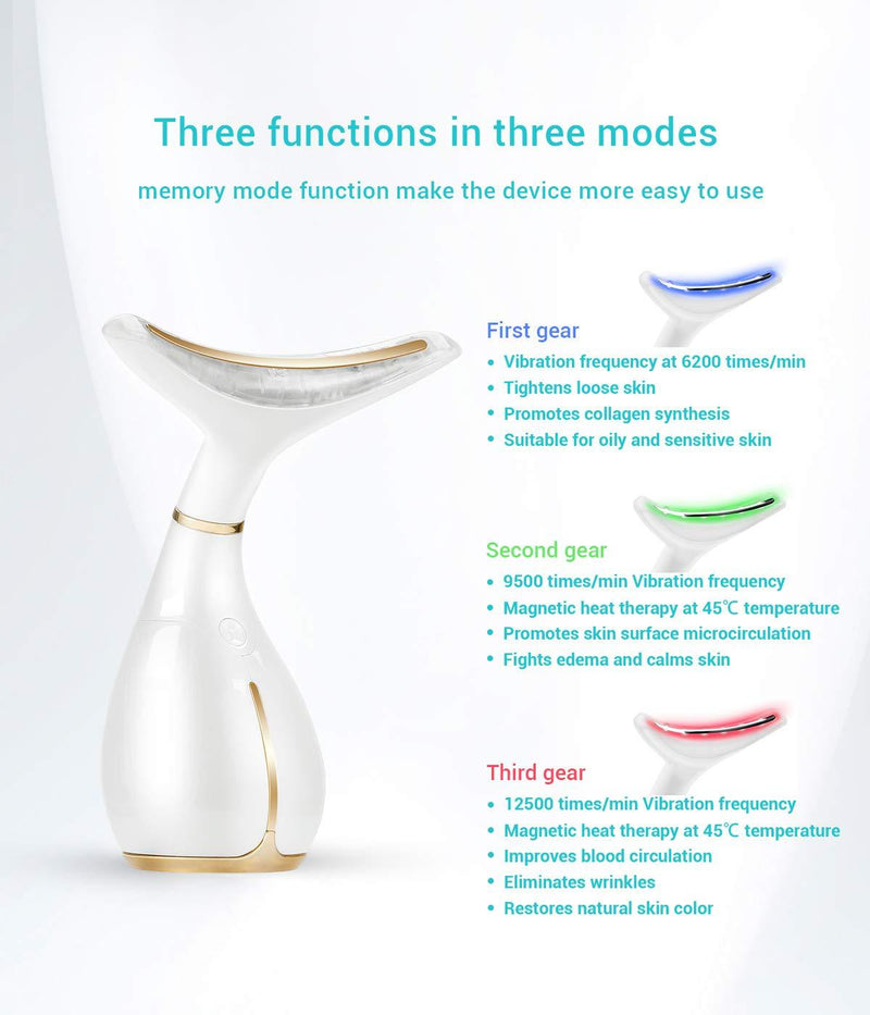 Ms.W Face Massager Anti Wrinkles, 45 ±5℃ Heat & 3 Massage Mode, High Frequency Vibration Facial Machine for Skin Tightening Lift, Skin Care Tools Rechargeable