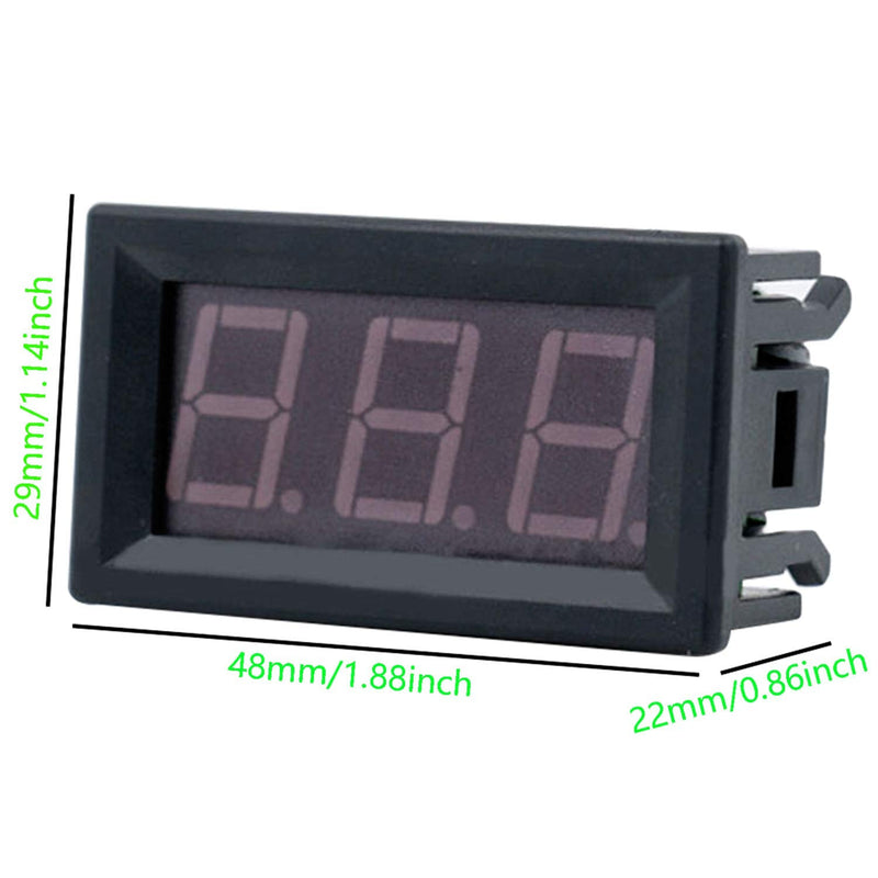 RuiLing 2-Pack Two Wires Mini LED Digital Voltmeter Voltage Meter DC 5V to 30V Voltage Panel Meter for 6V 12V Electromobile Motorcycle Car Green 5-30V