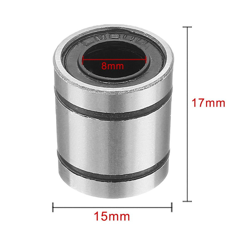 uxcell LM8SUU Linear Ball Bearings 8mm Bore 15mm OD 17mm Length for CNC Machine 3D Printer 4pcs