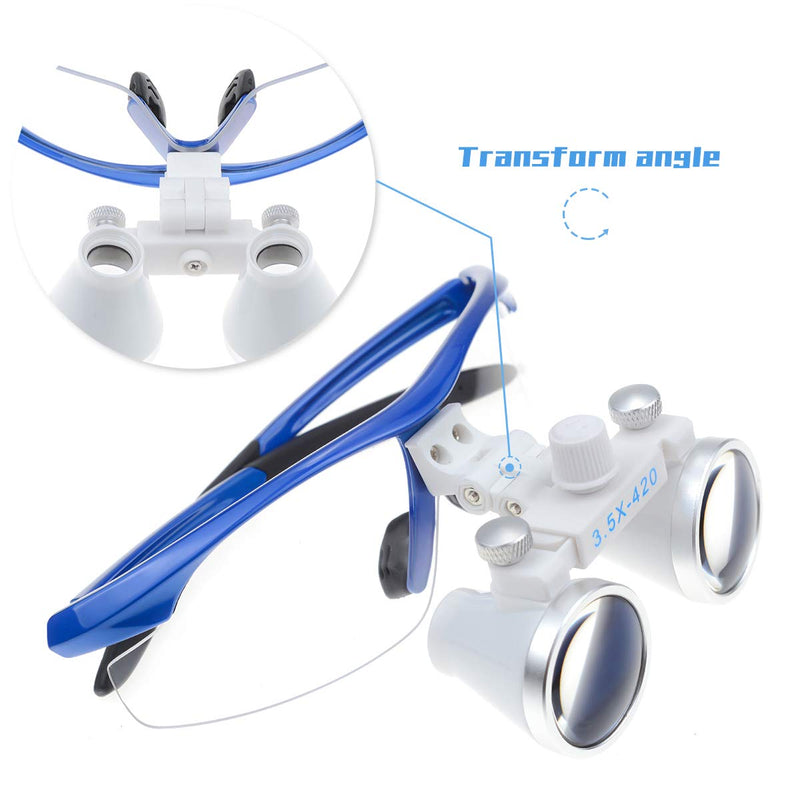 Orilao Surgical Binocular Anti-Fog Magnifier 3.5x420mm Working Distance Optical Glass Blue