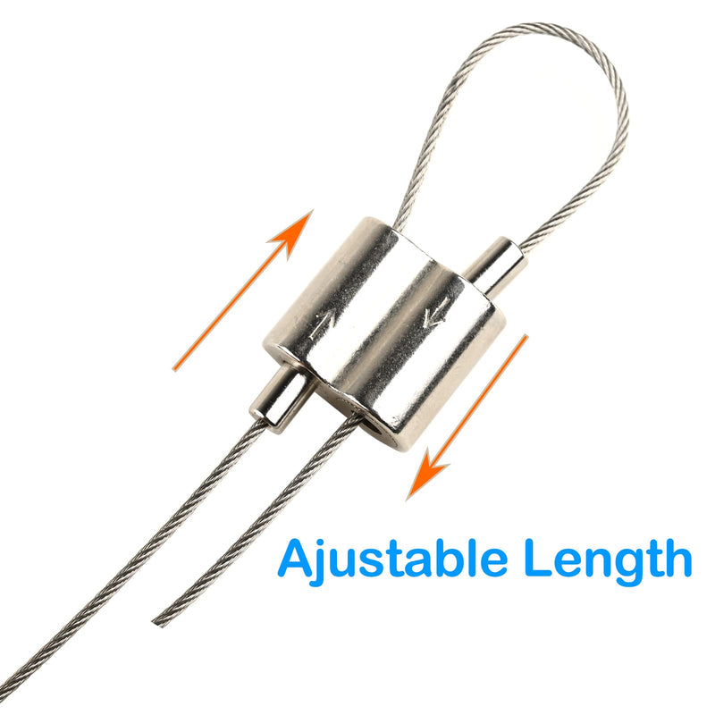 Vigtayue 2PCS Adjustable Picture Hanging Wire with Hook, Stainless Steel Heavy Duty Hanging Rope to Hang Picture, Hook Photo Frames, Light, Mirror and Wall Art DIY Holder - 6.5ft (2Meters) Up to 44lb