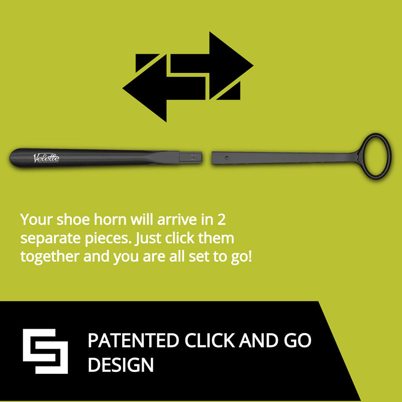 Velette Plastic Shoe Horn - Long Handle Shoe Horns for Seniors, Men, Women and Kids - 30 Inch Shoehorn Helper for Boots, Dress Shoes and Sneakers