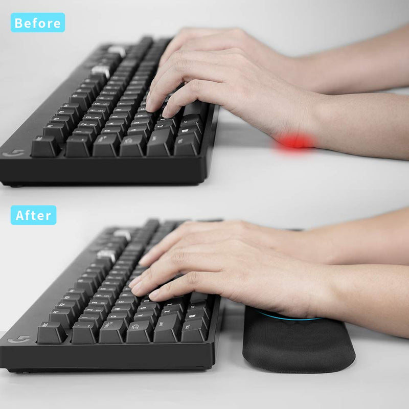 VAYDEER Keyboard Wrist Rest Pad Padded Memory Foam Hand Rest Support for Office, Computer, Laptop, Mac Typing and Wrist Pain Relief and Repair(17.32inch,Black) keyboard wrist rest 17.3inch