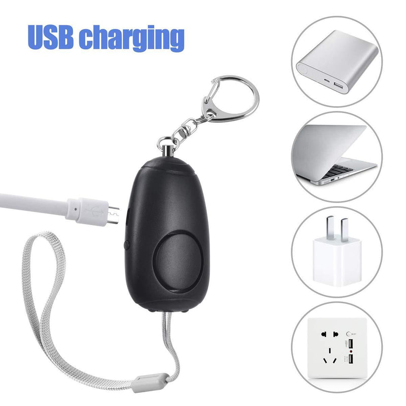 (Upgraded New Version) Safe Sound Personal Alarm, Rechargeable Emergency 130db Security Alarm Keychain Siren Song with 2 LED Lights, for Women, Men, Children, Elderly (3 Pack) Mix Color