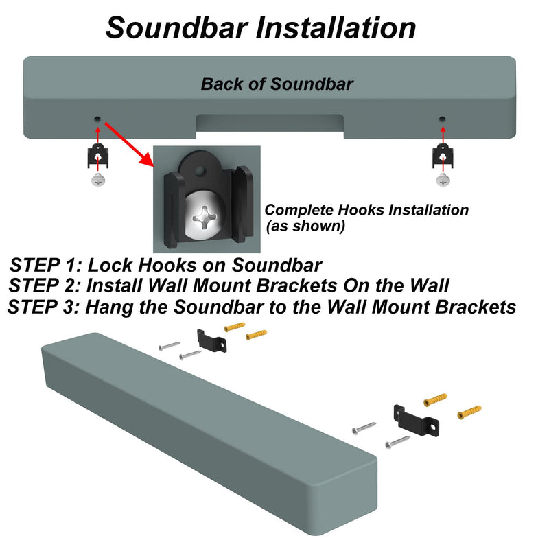 Soundbar Mount for Vizio Sound Bar Mounting Brackets, Speaker Wall Mount for Sony Sound Bars Mounts Under TV, Surround Speaker Brackets for Samsung Soundbars and More