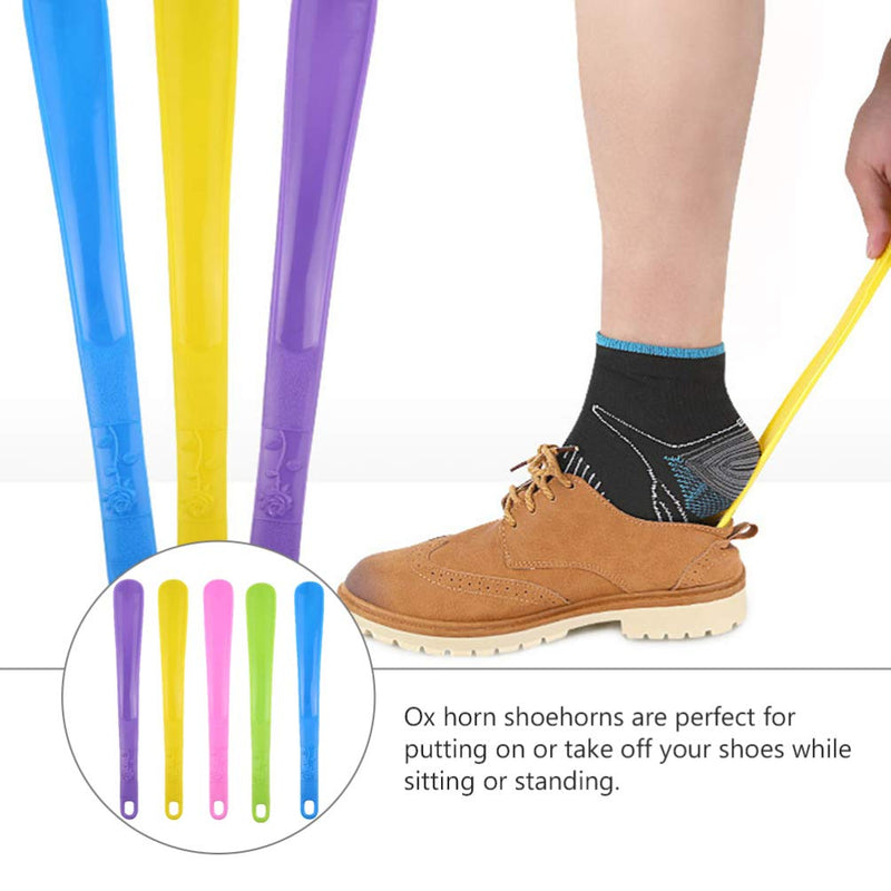 HEALLILY 5Pcs Shoe Helper Plastic Shoe Horn Shoe Lifting Helper for Men Women Seniors Pregnancy Elderly Home Travel Use (5 Colors)