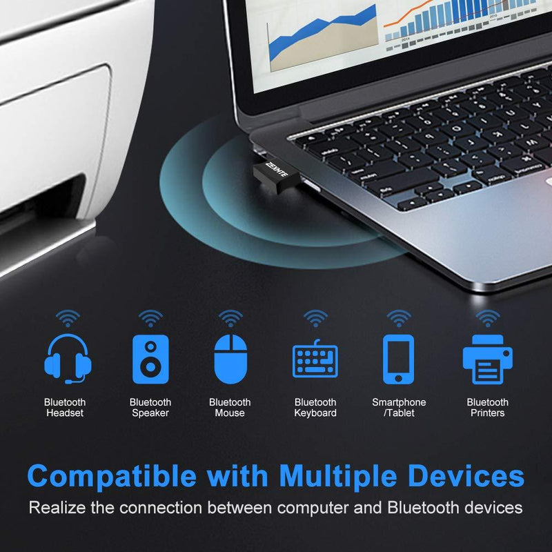 USB Bluetooth 5.0 Adapter for PC USB Dongle Adapter Compatible with PC Desktop and Computer with Windows 10 8.1 8 7 Vista XP