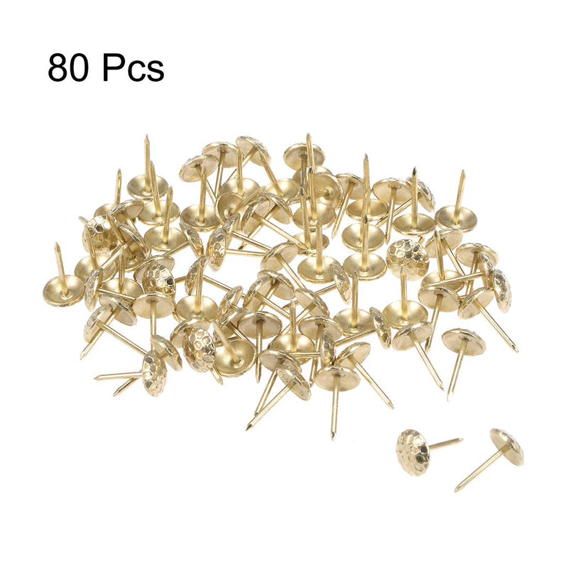 uxcell Upholstery Nails Tacks 7/16-Inch Head Dia Antique Round Thumb Push Pins Gold Tone for Furniture Sofa Headboards, 80 Pcs