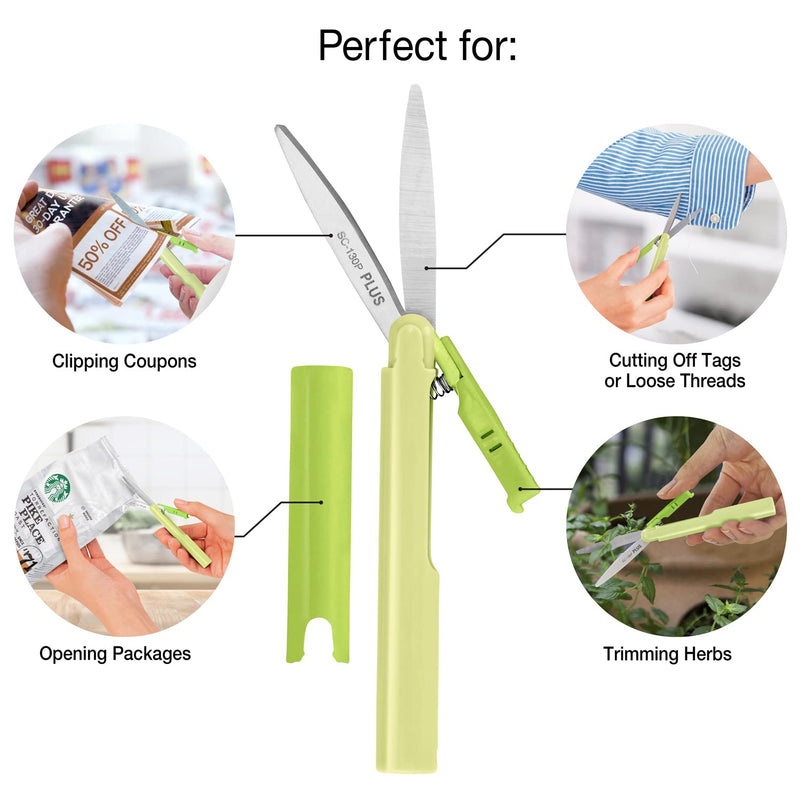 PLUS Pen Style Compact Twiggy Scissors with Cover 3-Pack Green