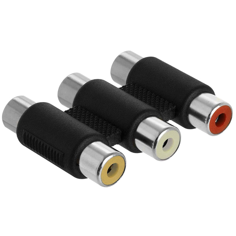 AYECEHI RCA Coupler 5 Pack Audio Video Female to Female Connector 3-RCA Jacks to 3-RCA Jacks Adapter Jointer - White/Red/Yellow