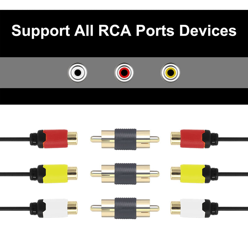VCE RCA Male to Male Coupler 5-Pack, Gold Plated Dual Male Connector RCA M-M Adapter