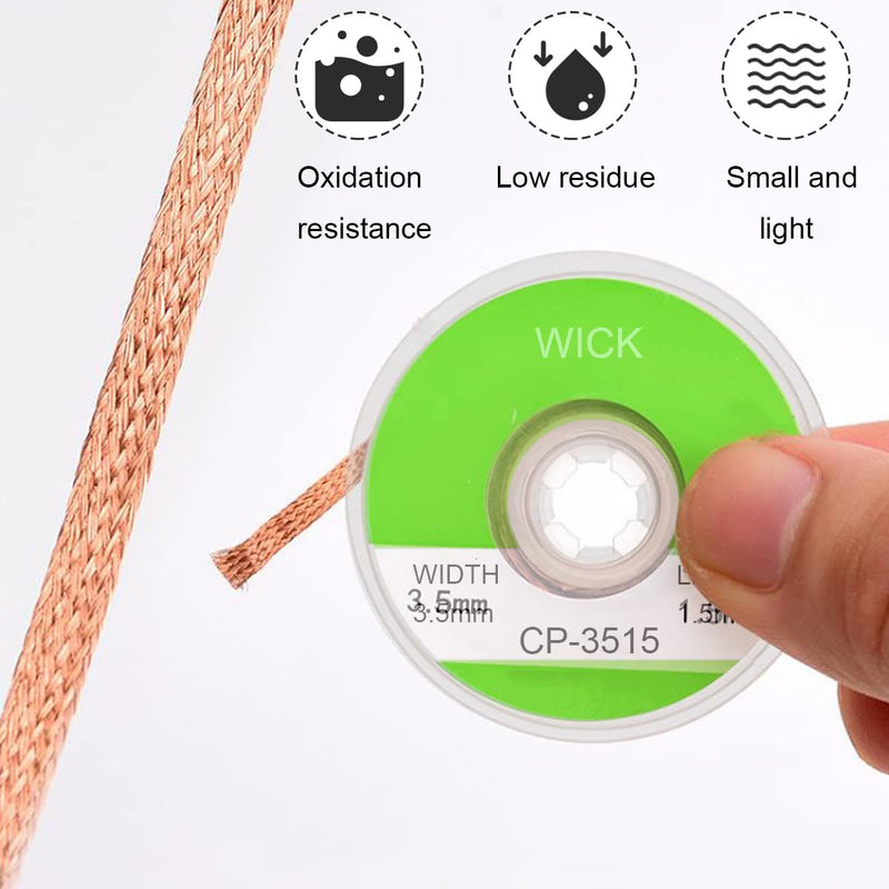 Xiatiaosann Desoldering Braid Desoldering Wire Soldering Wick Desoldering Braid Wire Solder Tool Pack of 7 for Soldering Circuit Boards, 1.5 Meter Length (1.0/1.5/2.0/2.5/3.0/3.5/4 mm)